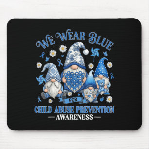 Wear Blue Ribbon Child Prevention Awareness Gnomes Mouse Pad