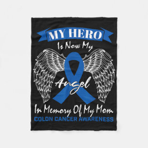 Wear Blue Ribbon In Memory Of My Mum Colon Cancer Fleece Blanket