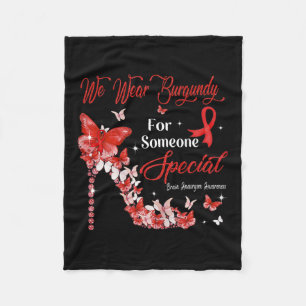Wear Burgundy Butterflies Brain Aneurysm Awareness Fleece Blanket