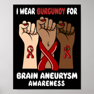 Wear Burgundy For Brain Aneurysm Awareness Poster