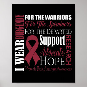 Wear Burgundy For Brain Aneurysm Awareness Survivo Poster