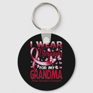 Wear Burgundy For My Grandma Brain Aneurysm Awaren Key Ring