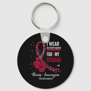 Wear Burgundy For My Husband Brain Aneurysm Awaren Key Ring