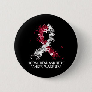 Wear Burgundy White Ribbon Oral Head Neck Cancer 6 Cm Round Badge