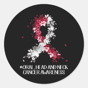 Wear Burgundy White Ribbon Oral Head Neck Cancer Classic Round Sticker