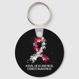 Wear Burgundy White Ribbon Oral Head Neck Cancer Key Ring