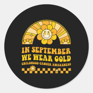 Wear Gold Childhood Cancer Awareness Warrior Rainb Classic Round Sticker