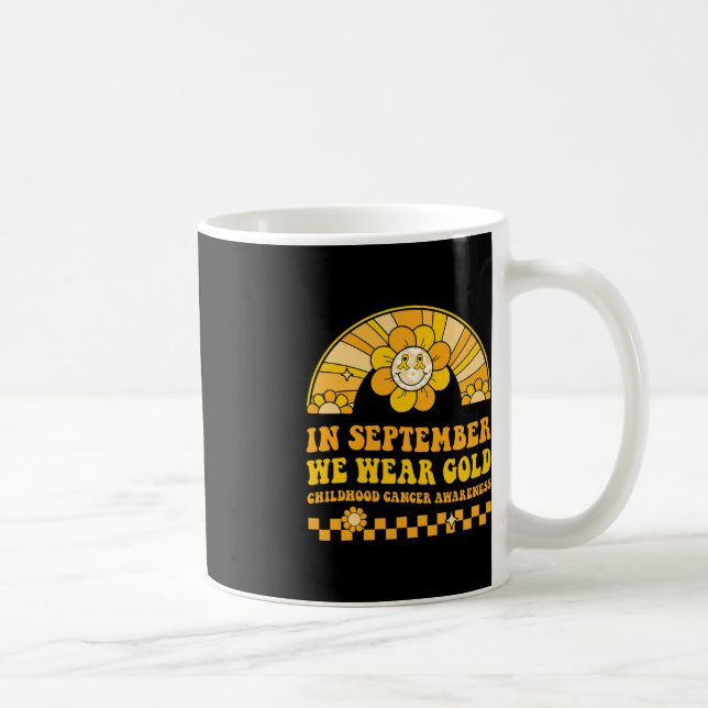 Wear Gold Childhood Cancer Awareness Warrior Rainb Coffee Mug (Right)