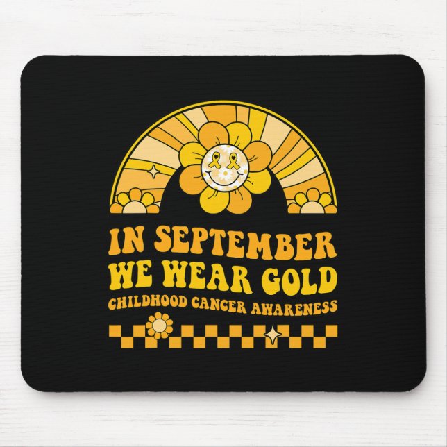 Wear Gold Childhood Cancer Awareness Warrior Rainb Mouse Pad (Front)