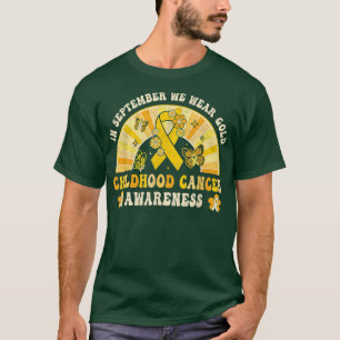Wear Gold Childhood Cancer Awareness Warrior Rainb T-Shirt