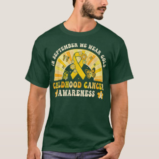 Wear Gold Childhood Cancer Awareness Warrior Rainb T-Shirt