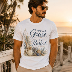 Wear Grace, Live Rested – Coastal Inspirational T-Shirt