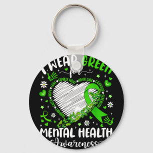 Wear green for mental health awareness butterflyWe Key Ring