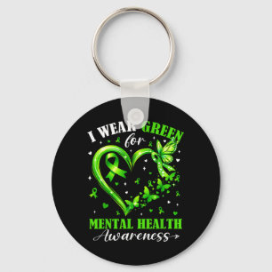 Wear Green for Mental Health Awareness Heart Key Ring