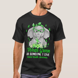 Wear Green For Mental Health Awareness Ribbon Elep T-Shirt