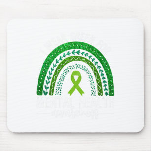 Wear Green For Mental Health Awareness Ribbon Rain Mouse Pad