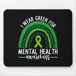 Wear Green For Mental Health Awareness Ribbon Rain Mouse Pad