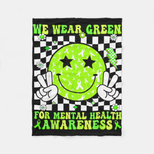 Wear green for mental health awareness social fleece blanket
