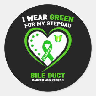 Wear Green For My Stepdad Bile Duct Cancer Awarene Classic Round Sticker