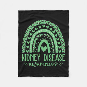 Wear Green Kidney Disease Awareness Month Leopard  Fleece Blanket