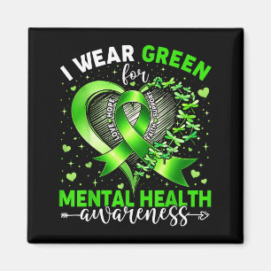 Wear green mental health awareness ribbon dragonfl magnet