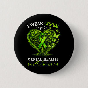Wear Green Mental Health Ribbon Mental Health 6 Cm Round Badge
