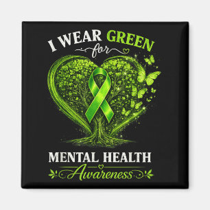 Wear Green Mental Health Ribbon Mental Health Magnet