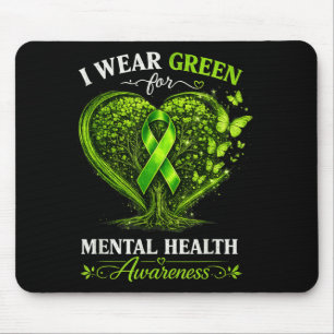 Wear Green Mental Health Ribbon Mental Health Mouse Pad