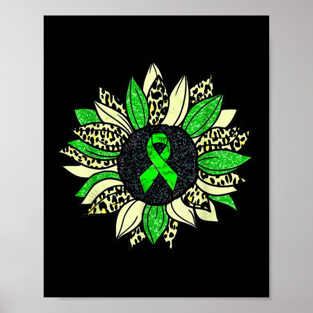 Wear Green Sunflower Kidney Disease Awareness Warr Poster (Front)