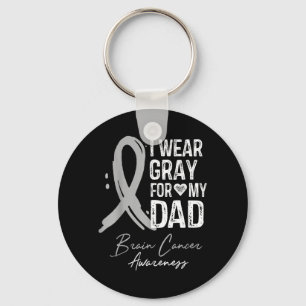 Wear Grey For Dad Shirt Brain Cancer Awareness Key Ring
