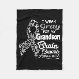 Wear Grey For Grandson - Brain Cancer Awareness Fleece Blanket