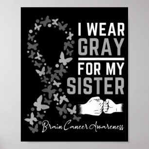 Wear Grey For Sister Gifts Brain Cancer Awareness Poster