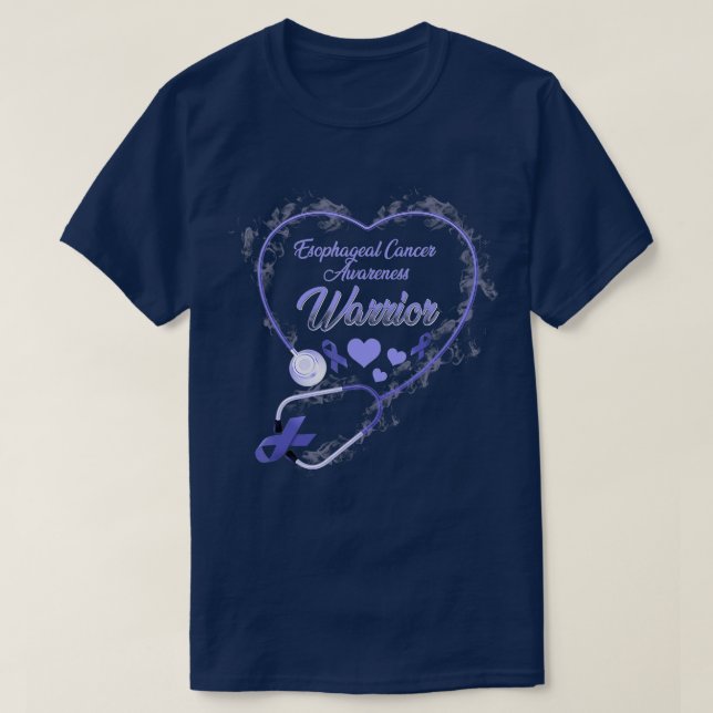 Wear Lavender Stethoscope Oesophageal Cancer Aware T-Shirt (Design Front)