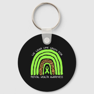 Wear Lime Green Rainbow For Mental Health Awarenes Key Ring