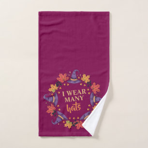 Wear Many Hats Funny Halloween Witch Hand Towel