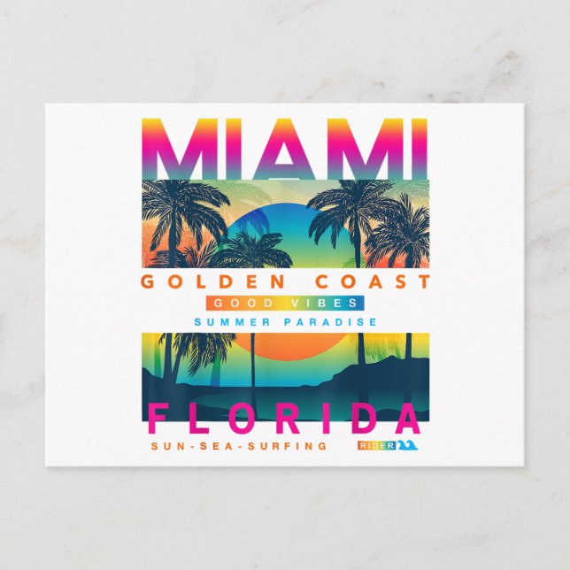 Wear Miami Florida T shirts Miami Colourful Sunris Holiday Postcard (Front)