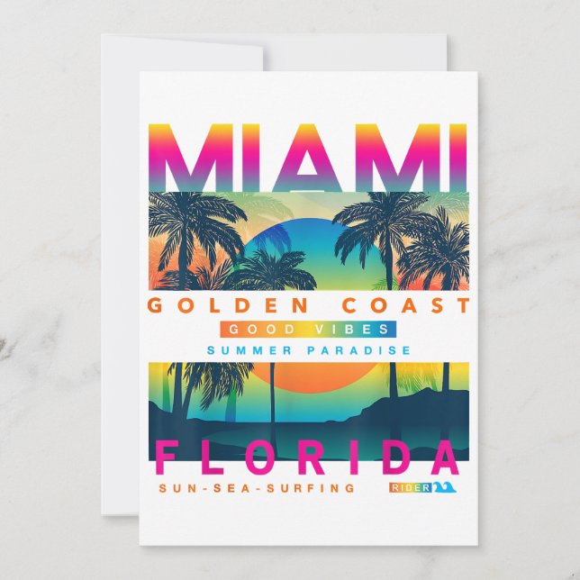 Wear Miami Florida T shirts Miami Colourful Sunris Invitation (Front)