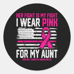 Wear nk for Aunt Breast Cancer Awareness USA Flag Classic Round Sticker