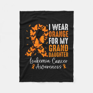 Wear orange for granddaughter leukaemia cancer fleece blanket