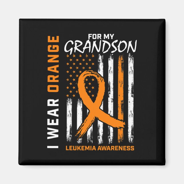 Wear Orange For Grandson Leukaemia Awareness Ameri Magnet (Front)