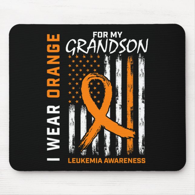 Wear Orange For Grandson Leukaemia Awareness Ameri Mouse Pad (Front)