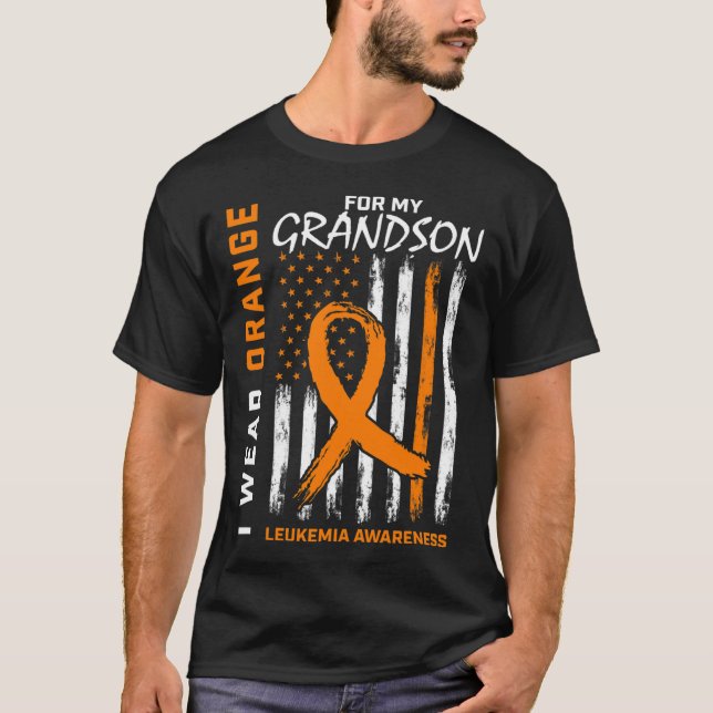 Wear Orange For Grandson Leukaemia Awareness Ameri T-Shirt (Front)