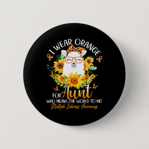 Wear Orange For My Aunt Ms Awareness Llama Sunflow 6 Cm Round Badge