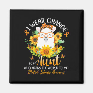 Wear Orange For My Aunt Ms Awareness Llama Sunflow Magnet