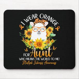 Wear Orange For My Aunt Ms Awareness Llama Sunflow Mouse Pad