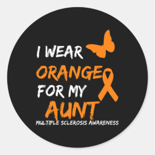 Wear Orange For My Aunt Multiple Sclerosis Ribbon  Classic Round Sticker