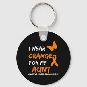 Wear Orange For My Aunt Multiple Sclerosis Ribbon Key Ring