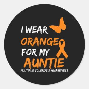 Wear Orange For My Auntie Multiple Sclerosis Ribbo Classic Round Sticker