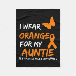 Wear Orange For My Auntie Multiple Sclerosis Ribbo Fleece Blanket