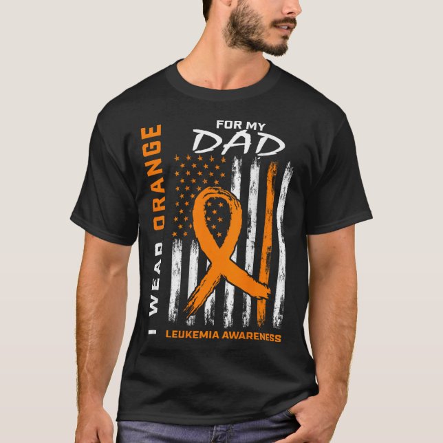 Wear Orange For My Dad Leukaemia Awareness America T-Shirt (Front)